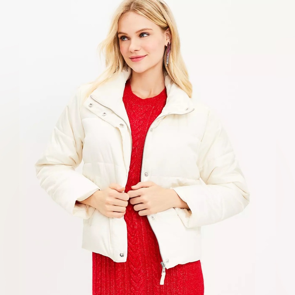 LOFT Off-White Puffer Coat